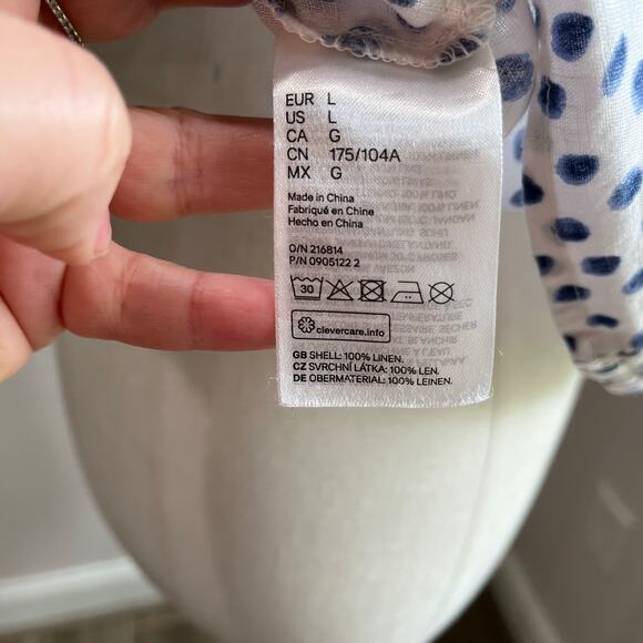 H&M Linen Blend Polka Dot White Blouse Size L - Picture 7 of 10